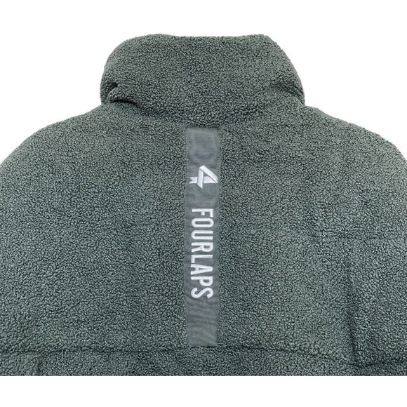 Fourlaps Womens Polar Quilted Sherpa Jacket Bomber Green Reversible Deep Pile - Picture 4 of 14